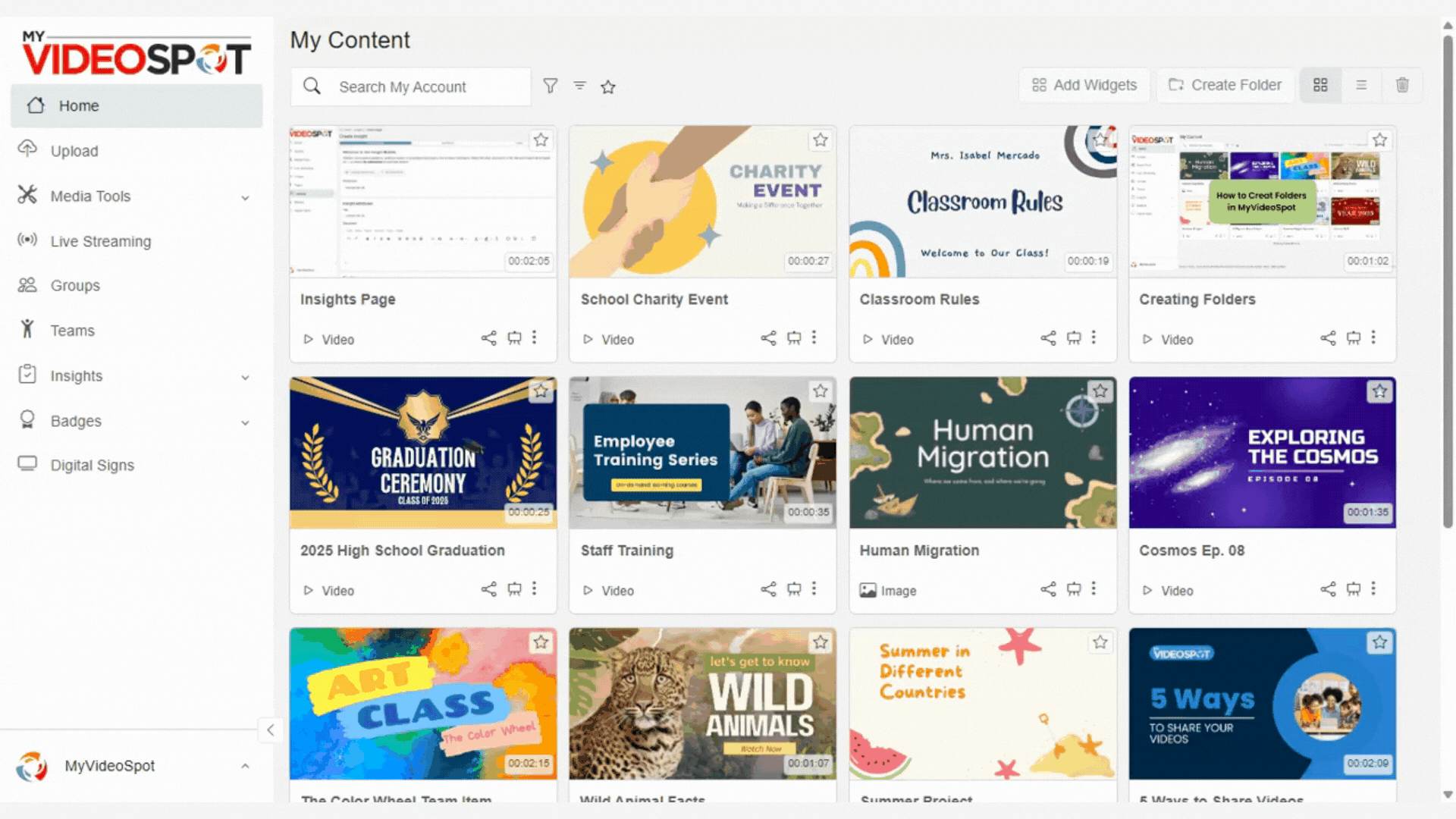 know-whats-working GIF showing an administrator reviewing campus usage reports within MyVideoSpot